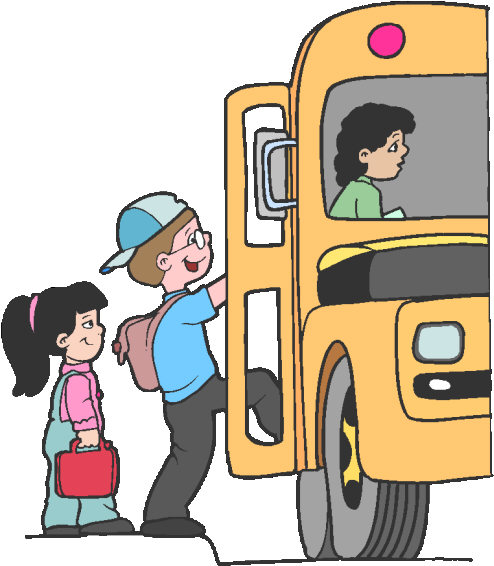 Children getting on a bus